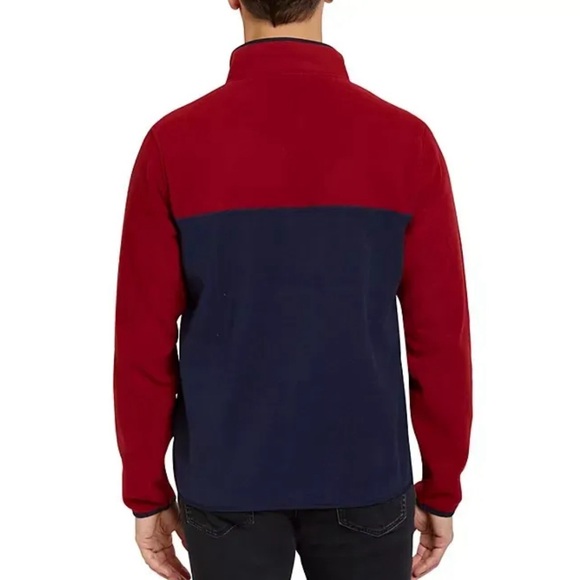 Lands' End Fleece Pullover Top Shirt Soft Stretch Burgundy Navy Men's XXL - Picture 3 of 11